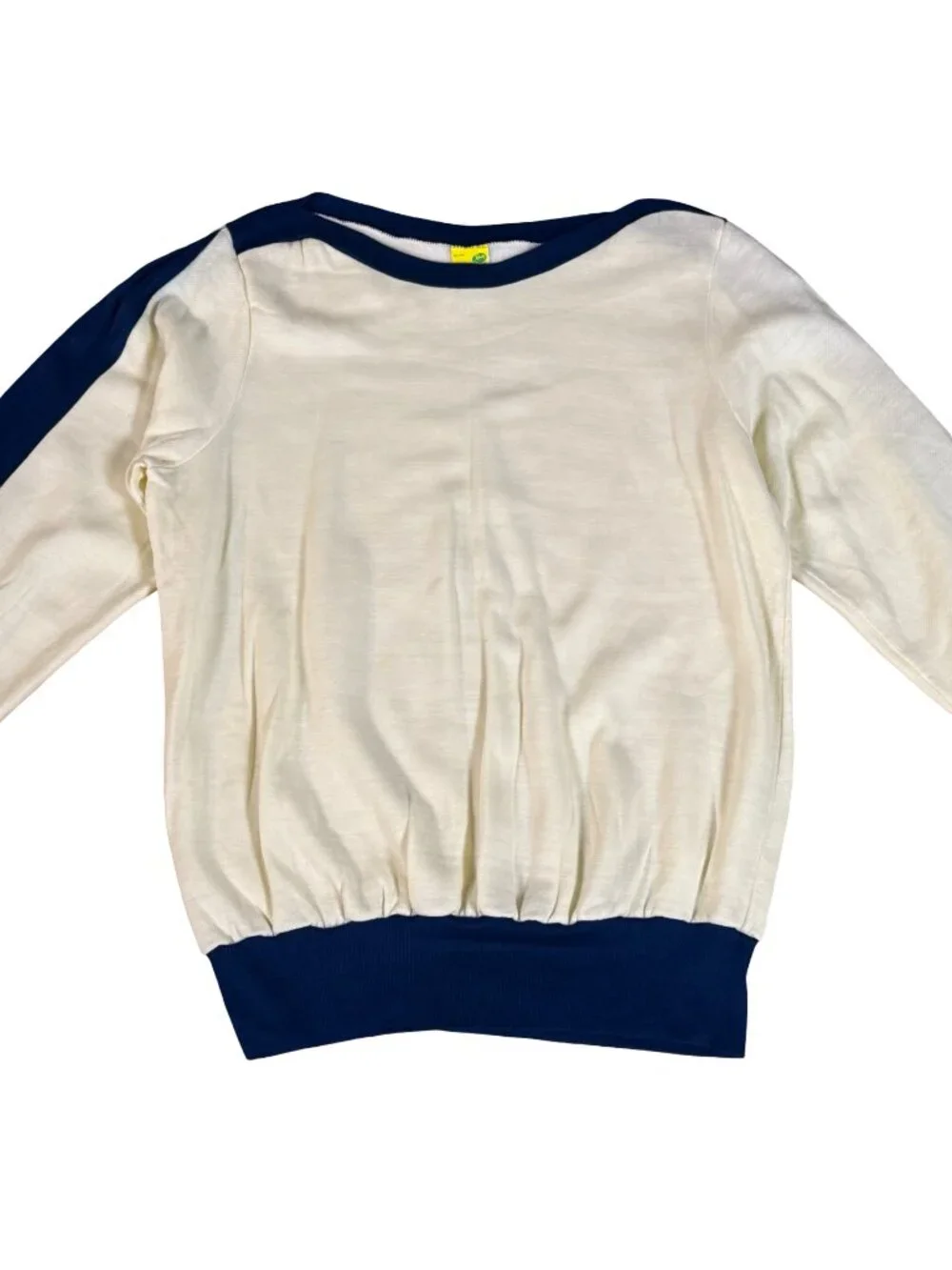 Vintage 1980s Randy Plus Cream Navy Acrylic Sweater Men’s Large